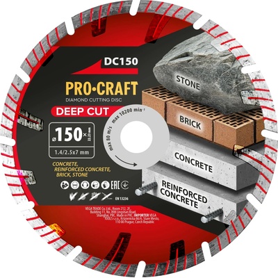 Procraft DC150 Deep Cut - diamantový řezný kotouč