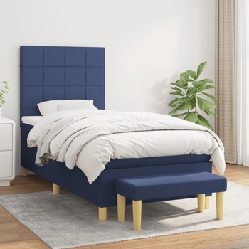 vidaXL Боксспринг легло с матрак, синьо, 100x200 см, плат (3137139)
