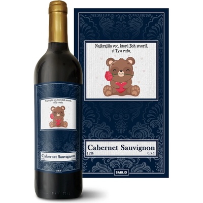 Sablio Najkrajšia vec, ktorú Boh stvoril, si Ty a ruže Cabernet Sauvignon Červené víno 12 % 0,75 l (holá fľaša)