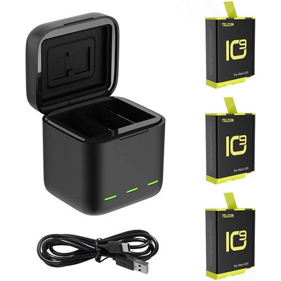 Telesin 3-slot charger Box for GoPro Hero 9 / Hero 10 + 3 batteries GP-BNC-902-B