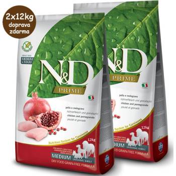 N&D dog PRIME Adult Medium & maxi chicken & pomegranate 2 x 12 kg