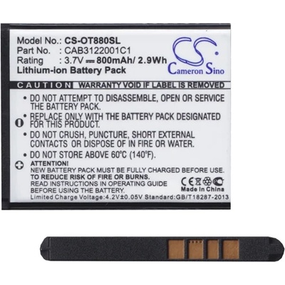 Cameron Sino Alcatel OT-2045 / OT-815 / 2005 CAMERON SINO батерия 800mAh LI-ION CAB3122001C1, BTR510AB съвместима с CS-OT880SL (CS-OT880SL)