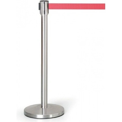 Zahradzovací stĺpik so samonavíjacím pásom, nerez matný/červená
