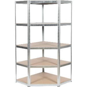 Carmen Ъглов метален стелаж Carmen CR-1019 - 180x90x45 см, до 275 кг на рафт - цинк (3580559) - bay