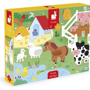 Janod Тактилен образователен пъзел Janod - Ферма, 20 части (J02491) - baby