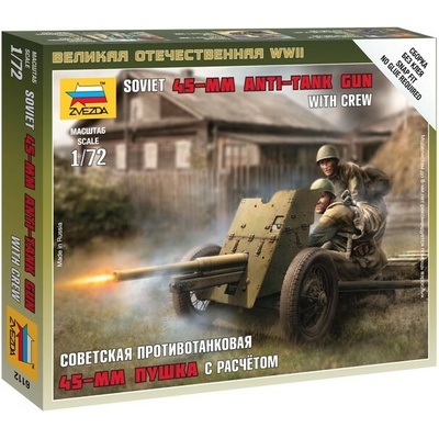 Zvezda Sovietsky protitankový kanón 45 mm s obsluhou 1:72