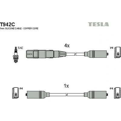 Sada zapaľovacích káblov TESLA T942C