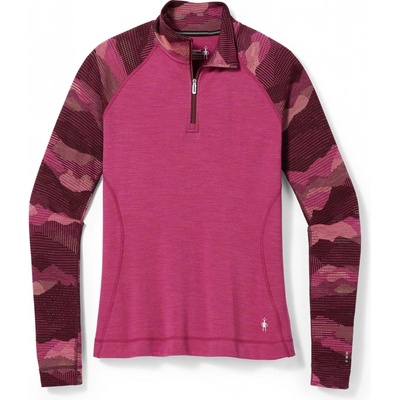 Smartwool Womens Classic Thermal Merino Base Layer Pattern 1/4 Zip festive fuchsia mountain scape