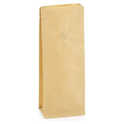 Sáček s plochým dnem | kraft papír | ventil obsah 250g (90 x 240 + 65 mm)