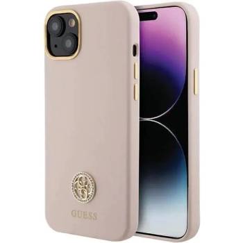 GUESS Кейс Guess Silicone Logo Strass 4G за iPhone 15, светлорозов (KXG0078840)