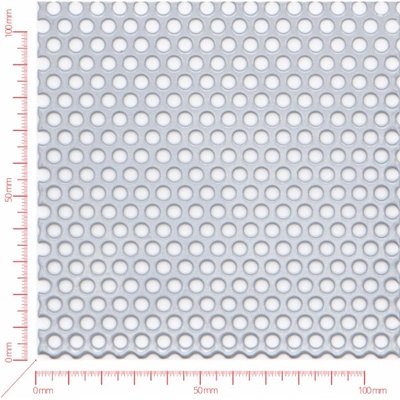 Děrovaný plech; děrování kruhové přesazené; otvor 4mm; rozteč 6mm