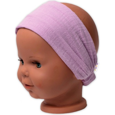 Baby Nellys Ľahká mušelínová čelenka Bandana lila