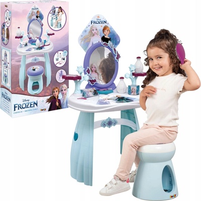 Smoby Kozmetický stolík so stoličkou Frozen Hairdresser so srdiečkovým zrkadlom a doplnkami