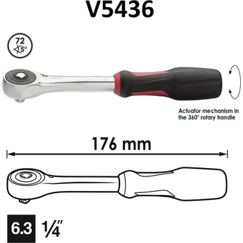 Image 1 of Vigor - Германия Тресчотка 1/4" с въртяща се дръжка ; vigor v5436