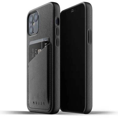 Mujjo Leather Wallet Case - кожен (естествена кожа) кейс с джоб за кредитна карта за iPhone 12, iPhone 12 Pro (черен)