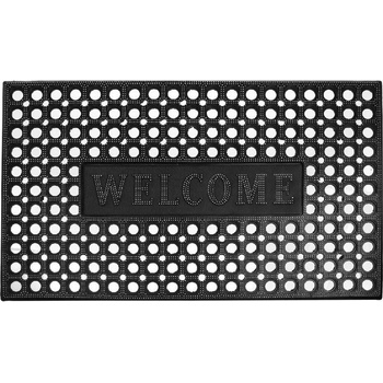 75 х 45 см черна гумена изтривалка за силно натоварване с надпис Welcome