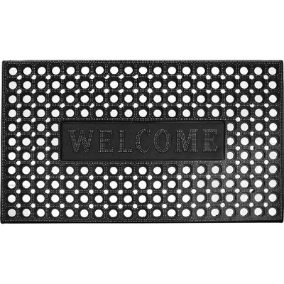 75 х 45 см черна гумена изтривалка за силно натоварване с надпис Welcome