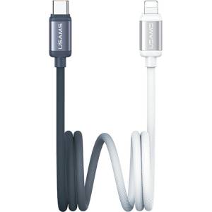 USAMS Кабел USAMS Bicolor Series SJ757 PD 30W USB-C/Lightning 1.2m, черно-бя (Usa001638)