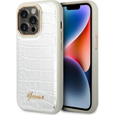 GUESS Кейс Guess GUHCP14LHGCRHS за iPhone 14 Pro 6.1"", сребърен / сребърен, твърд, Croco Collection (GUE002272-0)