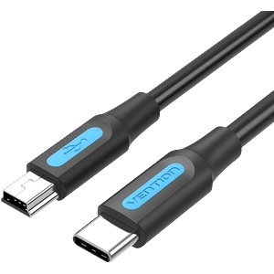 Vention USB-C 2.0/M - mini USB-B/M, (2A, черен), 1 м, кабел