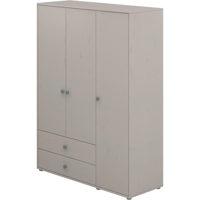 Flexa Classic 150 cm třídveřová 2 police borovice bělená / modrá úchytka