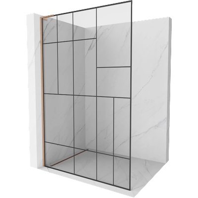 Mexen Kioto L преграда за душ Walk-in 90 x 200 cm, черен модел, четкана мед - 800-090-103-65-78 (800-090-103-65-78)