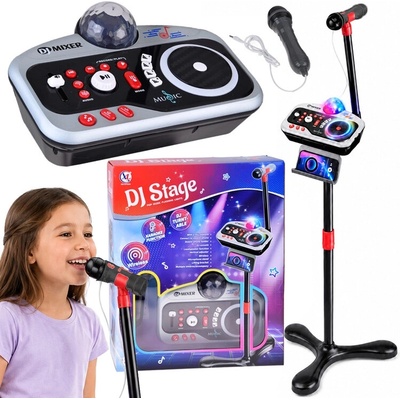 JOKOMISIADA Dětská DJ konzole DJ Stage s karaoke mikrofonem Bluetooth a disco koulí