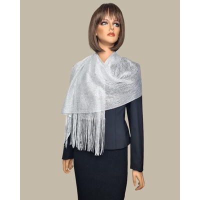 Classic Scarf dámská bílá šála se stříbrnou