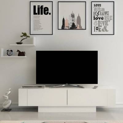 TopMebel ТВ шкаф Matera от меламин - бял цвят 150×31.5×41.6 см