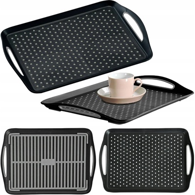 Kesper Servírovacia tácka plastový protišmykový čierny 45,5x32 cm