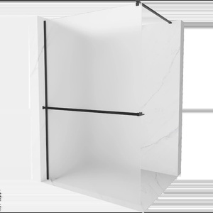 Mexen Kioto+ душ преграда с рафт тип Walk-in 80 x 200 см, матирано стъкло, черна (800-080-121-70-30)