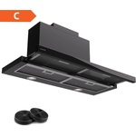 Klarstein Mariana 90 Neo плоска абсорбаторна качулка 547 м³/ч изтегляне/рециркулация LED EEK C (CGCH3-Mariana-90BK) (CGCH3-Mariana-90BK) - electronic-star