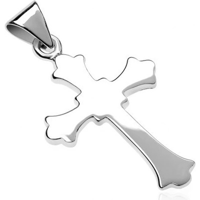 Šperky eshop Přívěsek ze stříbra 925 hladký křížek členité cípy V13.12