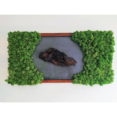 Machový obraz s epoxidom a drevom 50cm x 100cm
