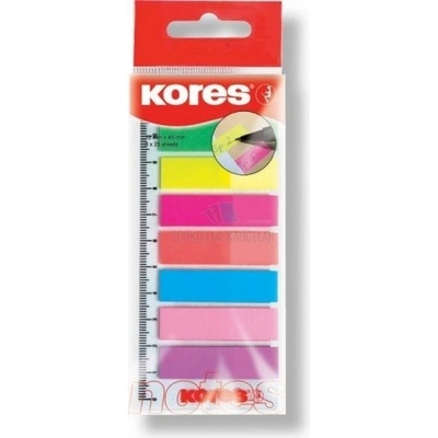 Kores Samolepící záložky Kores Index Strips - 8 x 25 lístků / barevné