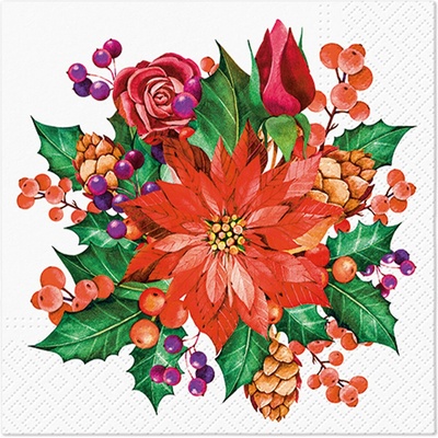 PAW Obrúsky L Poinsettia With Cones 33x33cm