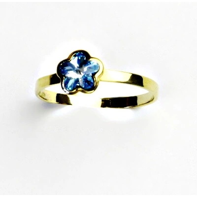 Čištín žluté zlato,prstýnek se Swarovski krystalem,akvamarin T 1297