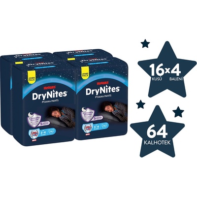 DryNites Natahovací kalhotky na noc pro chlapce JUMBO box 3-4 roky / 12-21 kg / 4x16 ks
