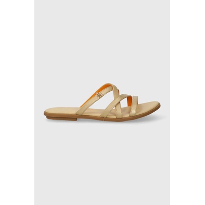 Tommy Hilfiger Кожени чехли Tommy Hilfiger TH STRAP FLAT SANDAL GOLD в златисто FW0FW08068 (FW0FW08068)