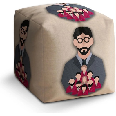 Sablio Taburet Cube Money heist Profesor a jeho tím Béžová: 40x40x40 cm