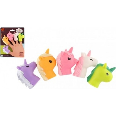 Maňásek prstový jednorožec 5ks guma 6cm na kartě 16,5x20cm