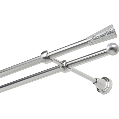 OK-GarnýžeCZ Garnýž kovová dvouřadá 19mm Trapezium nerez 150 cm do stěny / na tunýlek - bez kroužků