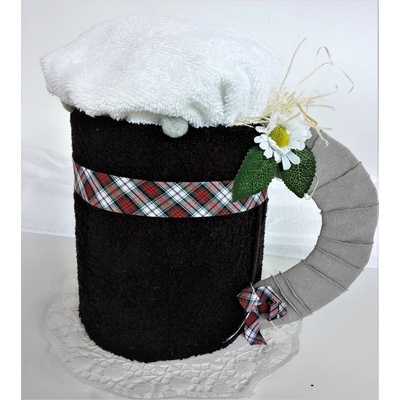 Veratex Textilní dort velké černé Pivo (ručník 50x100 + ručník 30 x 30 cm)