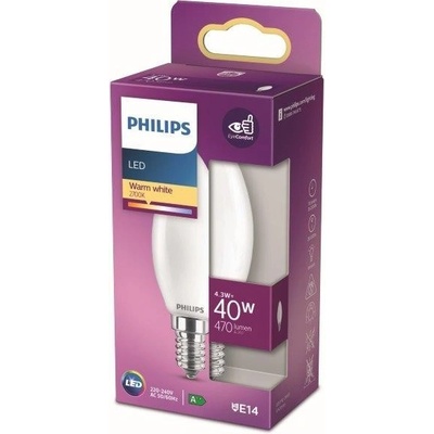 Philips 8718699763398 LED žárovka 1x4,3W E14 470lm 2700K teplá bílá, matná bílá, EyeComfort