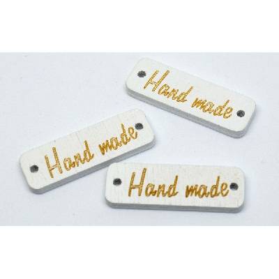 Dřevěná cedulka Hand made obdélník bílá