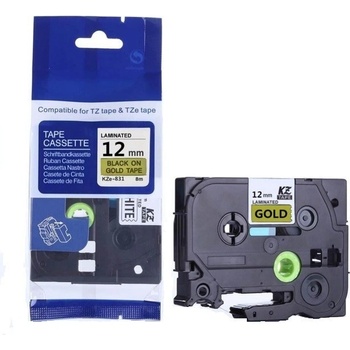 Pro Brother Съвместима лента с Brother TZ-831 / TZe-831, 12mm x 8m, черен печат / златна основа (TZe831)
