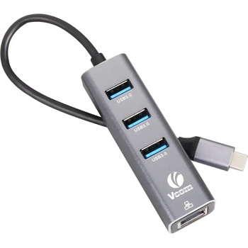 Image 1 of VCOM USB хъб VCom DH311B, 4-портов, USB Type-C, Сив (DH311B)