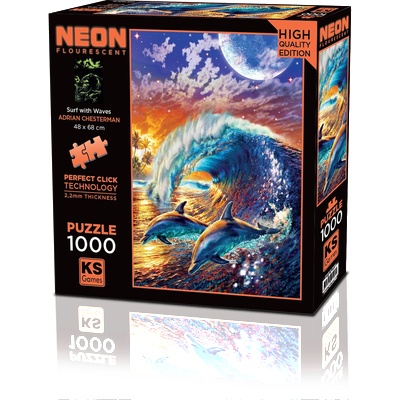KS Games - Puzzle Chesterman: Surf With Waves neon - 1 000 piese