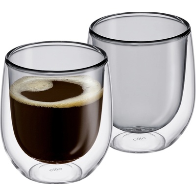 RONA Cilio VE Dvoustěnné sklenice na kávu 2 x kouřové sklo 150 ml