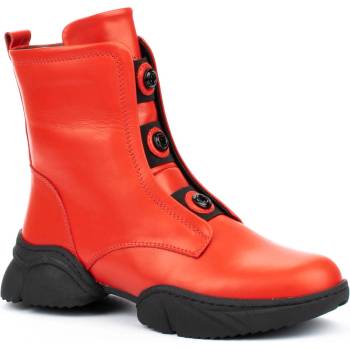 Image 1 of Червени дамски боти от естествена кожа и черно ходило